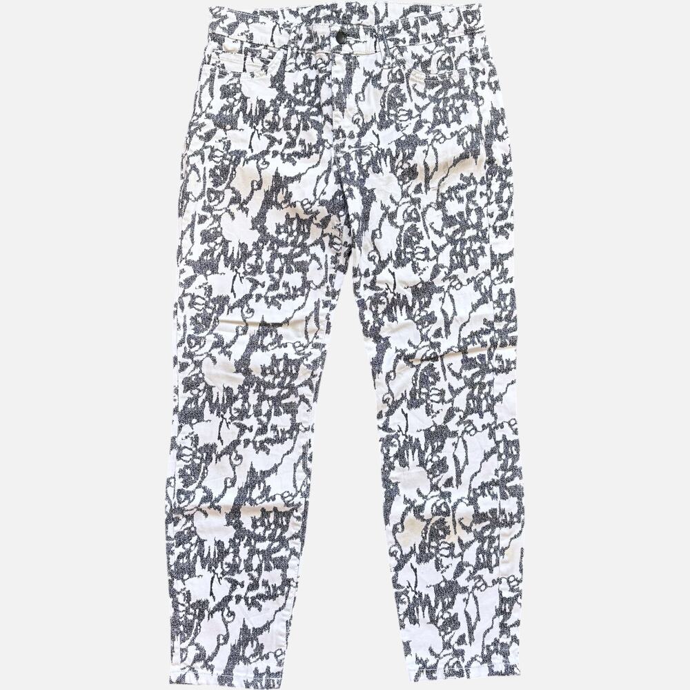 Joe's Jeans 29 Boho Floral Print Ankle Jeans White Black High Water